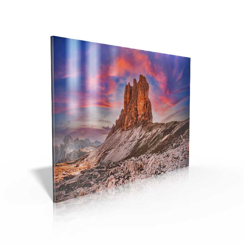 Create an ultra-modern and sleek display with your photography or artwork. Your print will be mounted and displayed behind ¼” thick acrylic. 